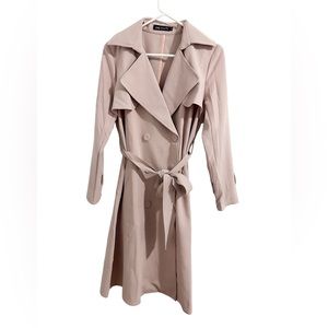 AMAZING QUALITY Soft Light Pink Blazer Jacket Cinch Belt Buttons Collar